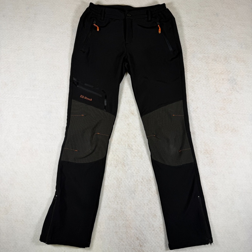 Postropaky Womens Fleece Lined Hiking Pant Black Softshell Snow Ski Pants Size 4